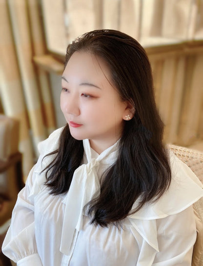 [Vicky]STAR BLOSSOM STUD EARRINGS PINK GOLD DIAMONDS