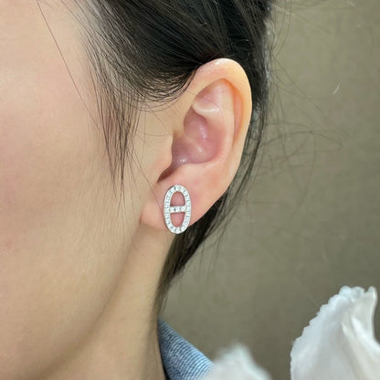 [Vicky]HM FULL DIAMOND PIG NOSE STUD EARRINGS