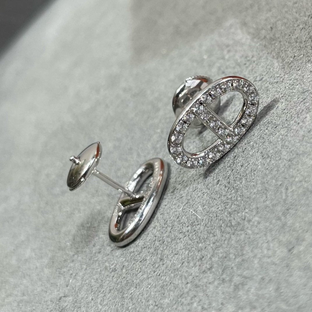 [Vicky]HM FULL DIAMOND PIG NOSE STUD EARRINGS