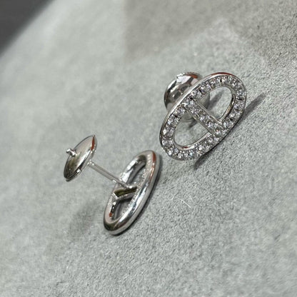 [Vicky]HM FULL DIAMOND PIG NOSE STUD EARRINGS