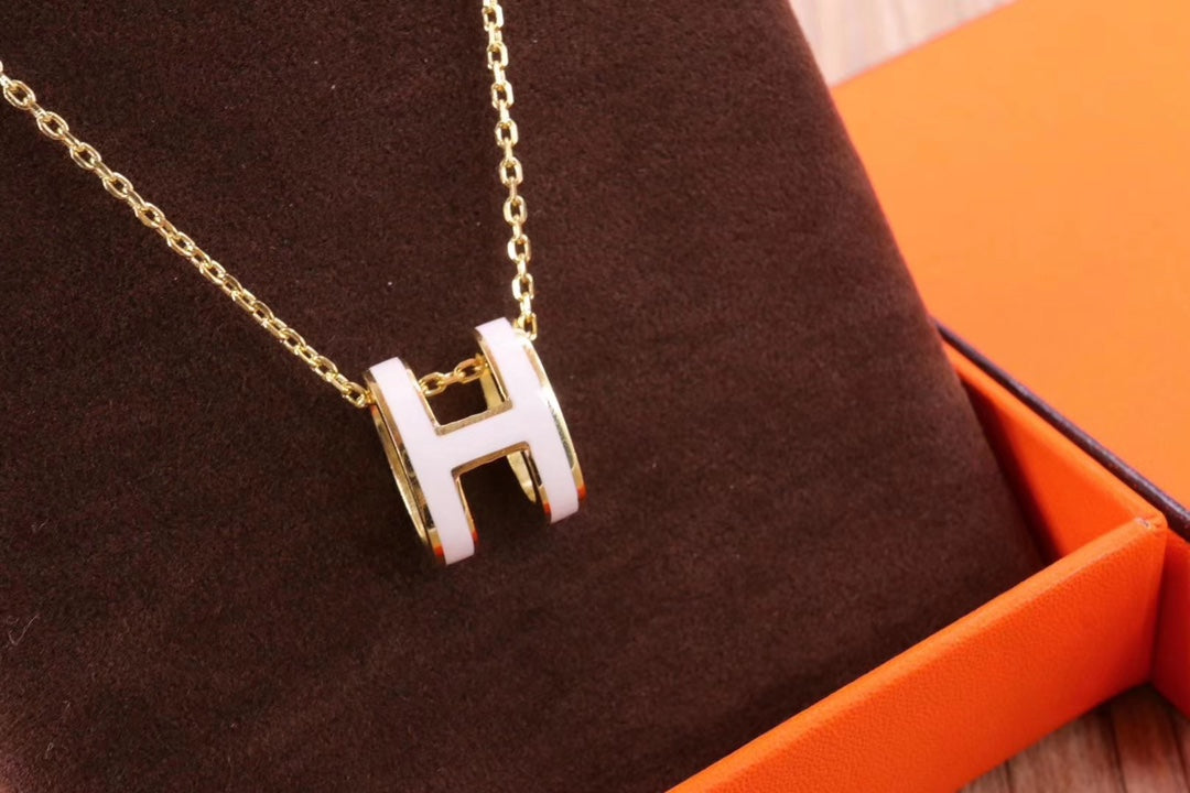 [Vicky]HM CLIC YELLOW ENAMEL GOLD NECKLACE