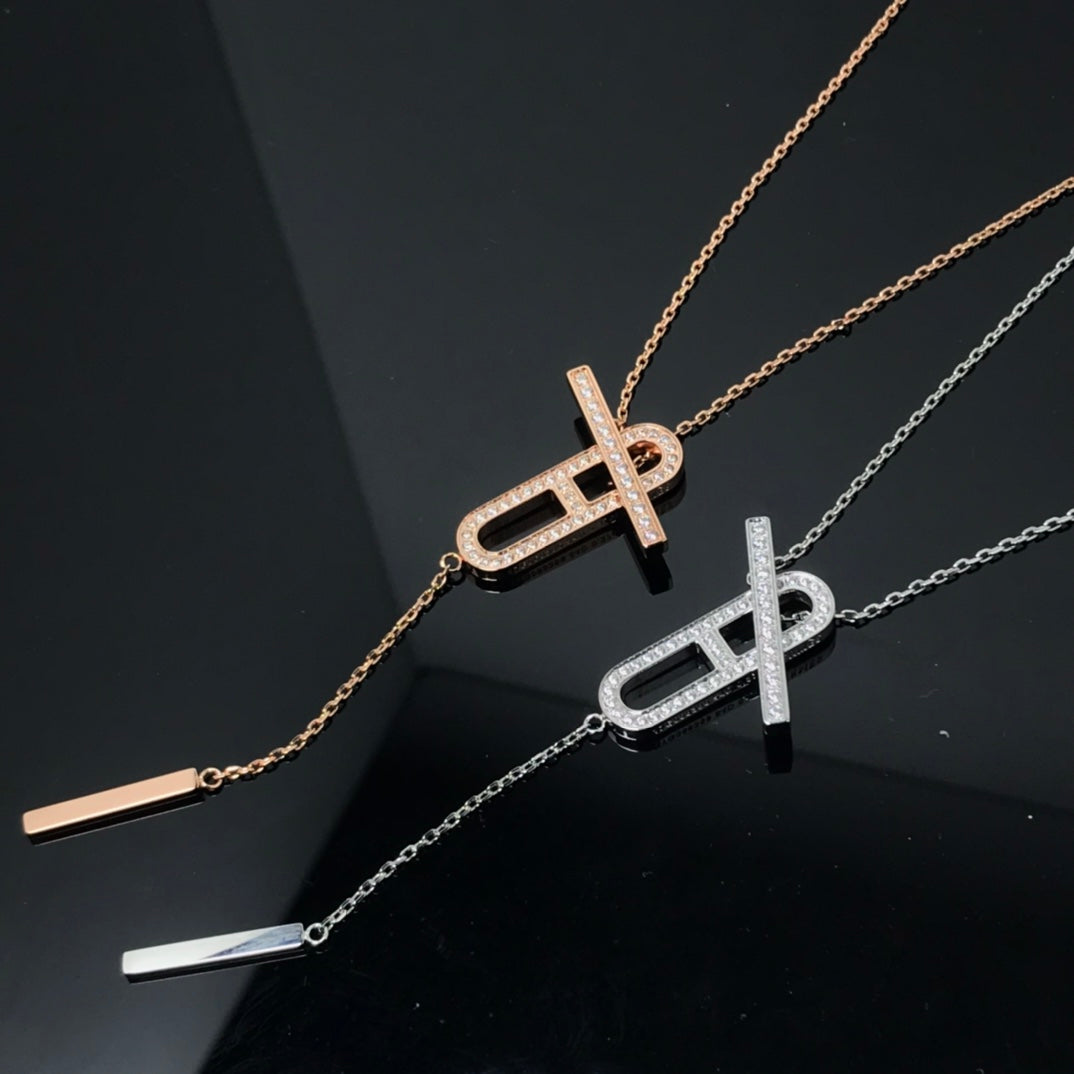 [Vicky]HM NECKLACE PLATINUM ROSE GOLD DIAMOND