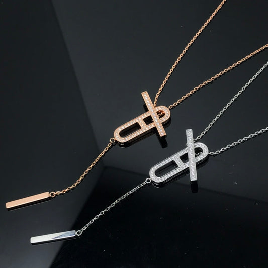 [Vicky]HM NECKLACE PLATINUM ROSE GOLD DIAMOND