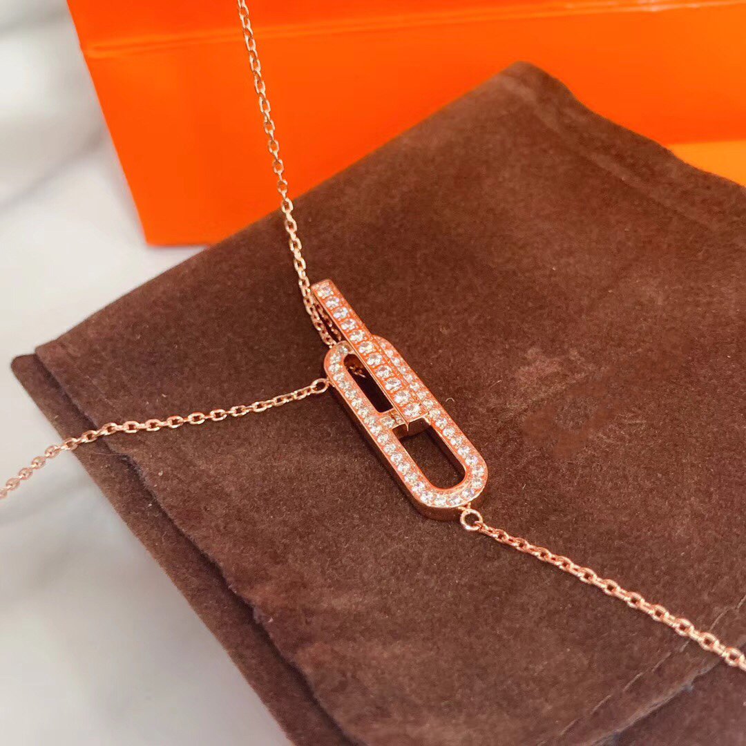 [Vicky]HM NECKLACE PLATINUM ROSE GOLD DIAMOND