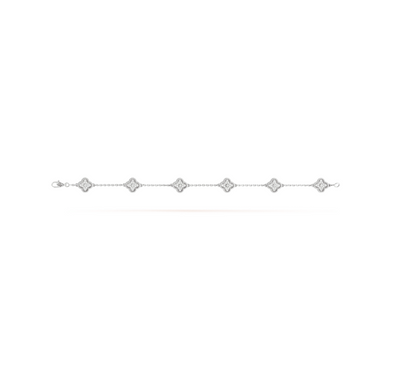 [Vicky]CLOVER 6 MOTIF SILVER DIAMOND BRACELET