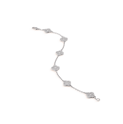 [Vicky]CLOVER 6 MOTIF SILVER DIAMOND BRACELET