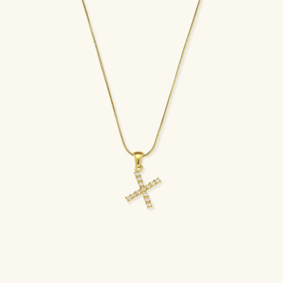 [Royal Vicky]Augustine Initial Letter Pearl Necklace