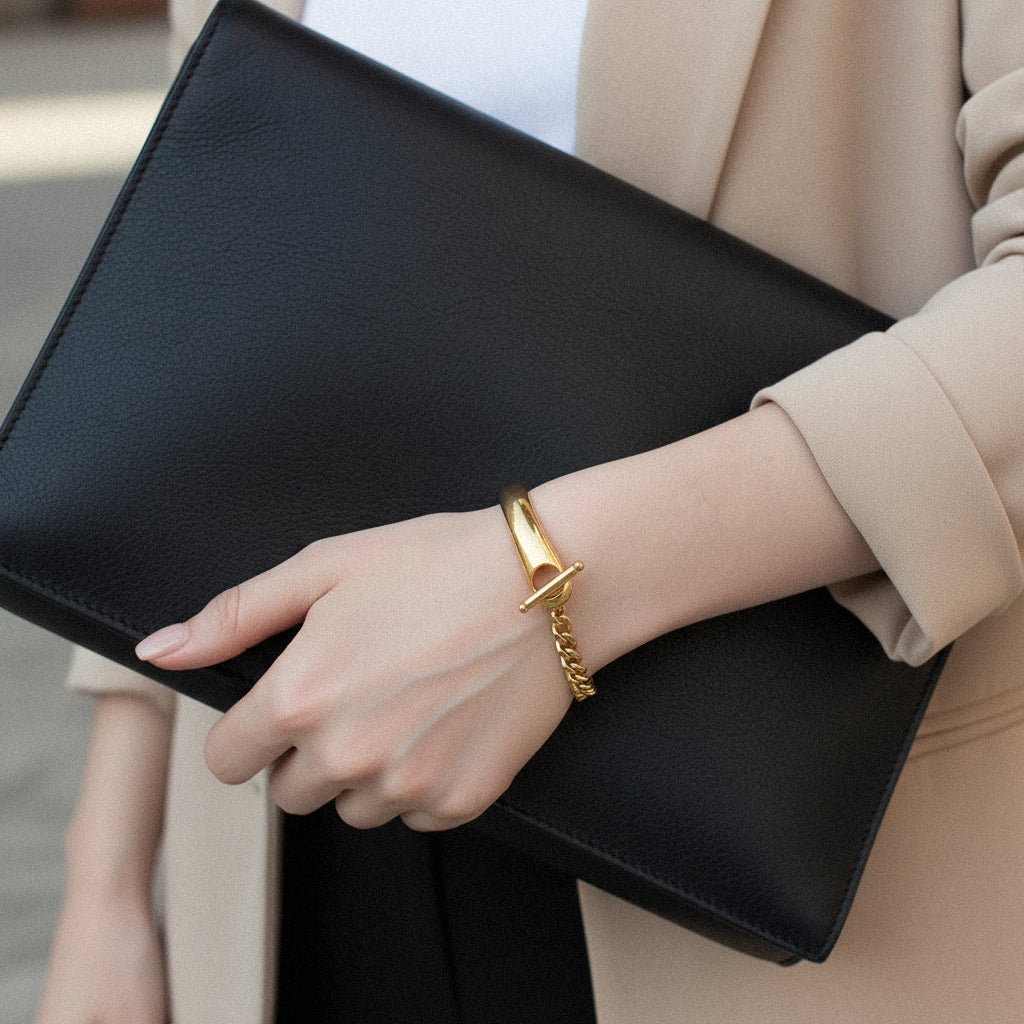 [Royal Vicky]Myrna Chained Gold Bangle