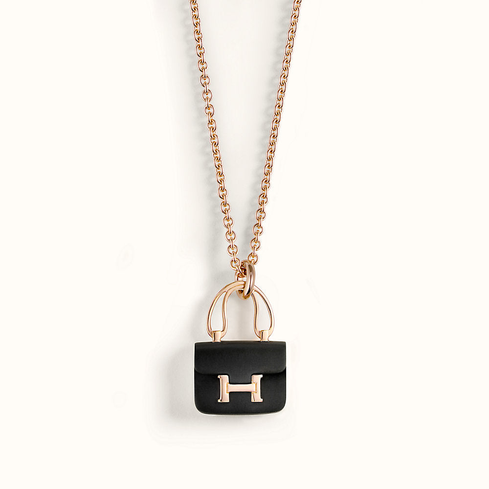 [Vicky]CONSTANCE BLACK PEDANT PINK GOLD NECKLACE