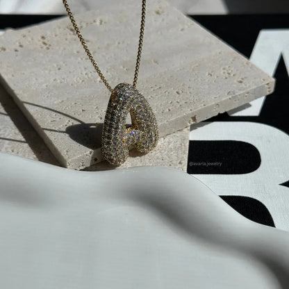 [Royal Vicky]Bubble Initial Diamond Necklace