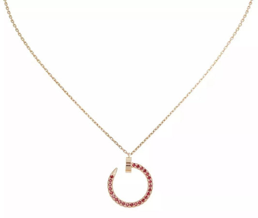 [Vicky]JUSTE NECKLACE GOLD RED DIAMONDS