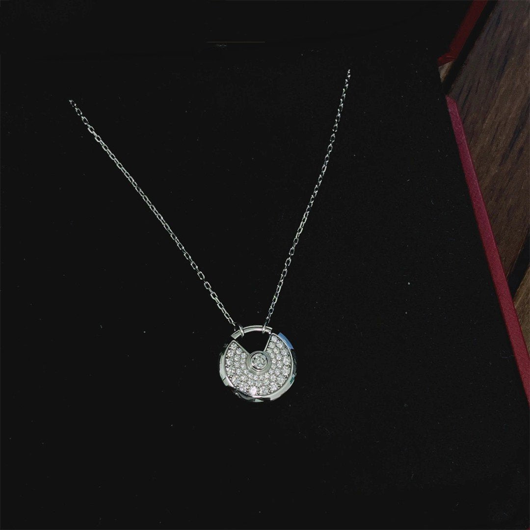 [Vicky]AMULETTE SILVER FULL DIAMOND NECKLACE