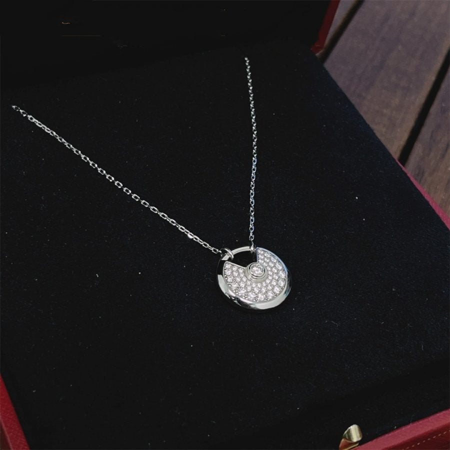 [Vicky]AMULETTE SILVER FULL DIAMOND NECKLACE