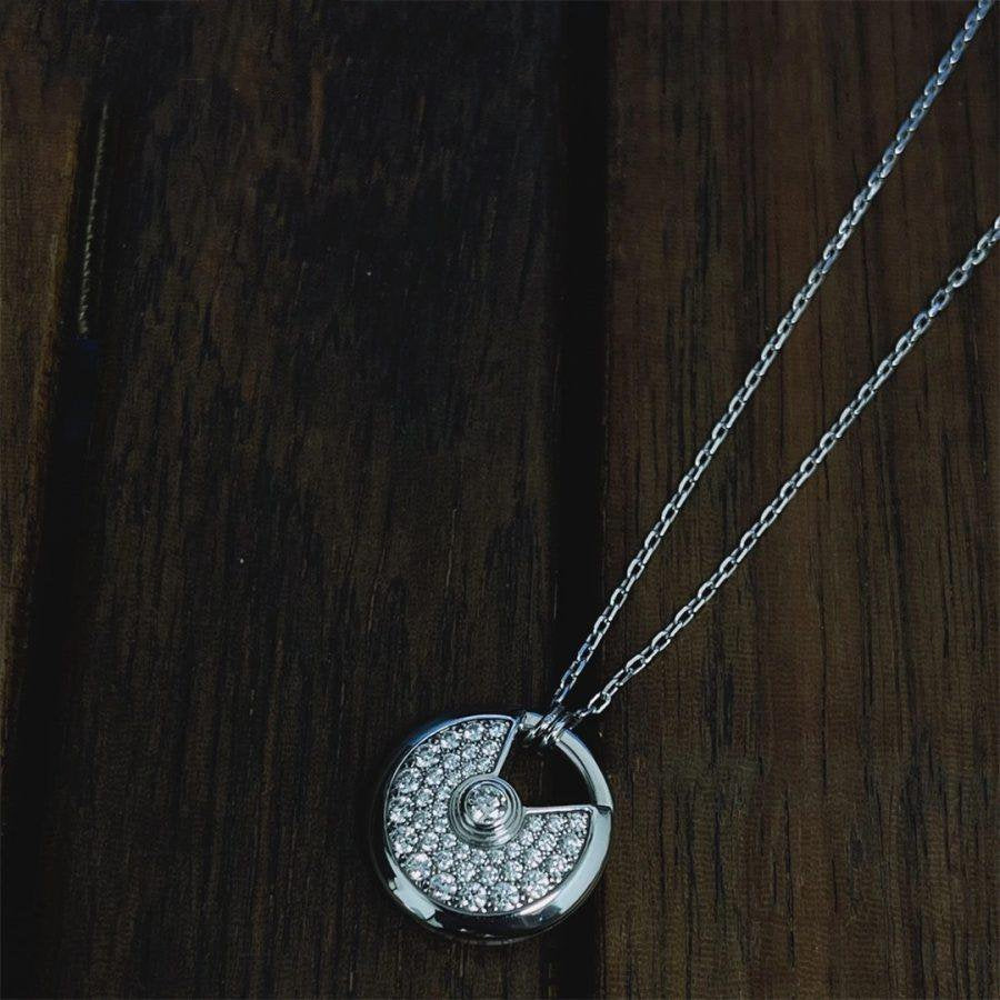 [Vicky]AMULETTE SILVER FULL DIAMOND NECKLACE