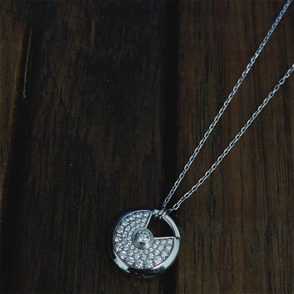 [Vicky]AMULETTE SILVER FULL DIAMOND NECKLACE