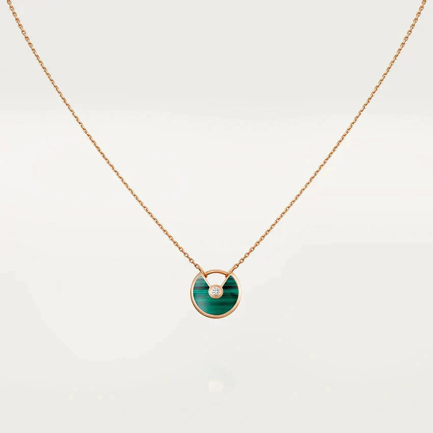 [Vicky]AMULETTE ROSE GOLD MALACHITE NECKLACE
