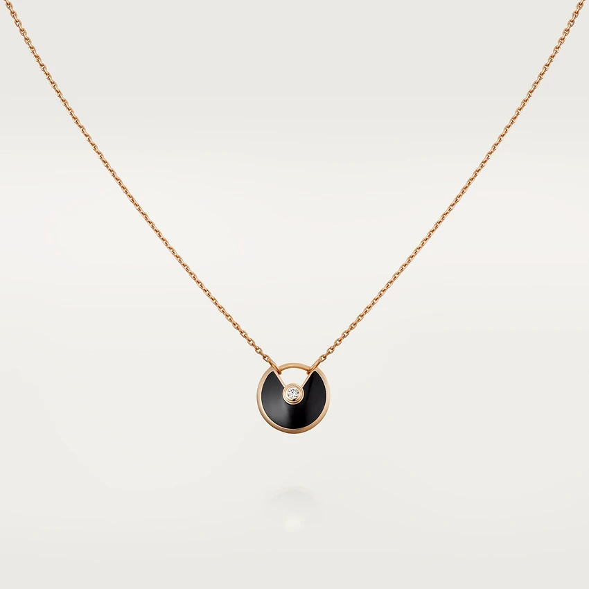 [Vicky]AMULETTE ROSE GOLD ONYX NECKLACE