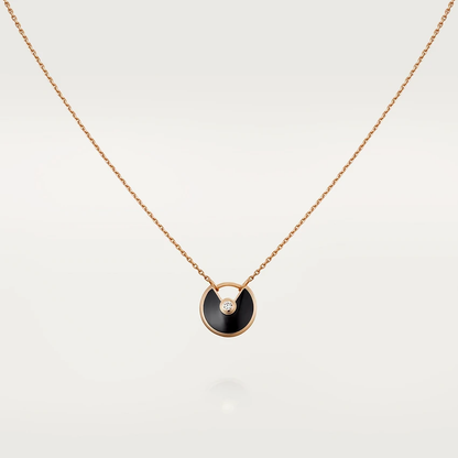 [Vicky]AMULETTE ROSE GOLD ONYX NECKLACE