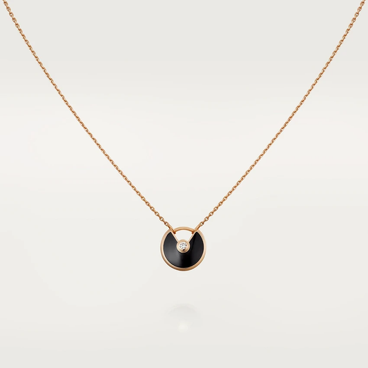 [Vicky]AMULETTE ROSE GOLD ONYX NECKLACE