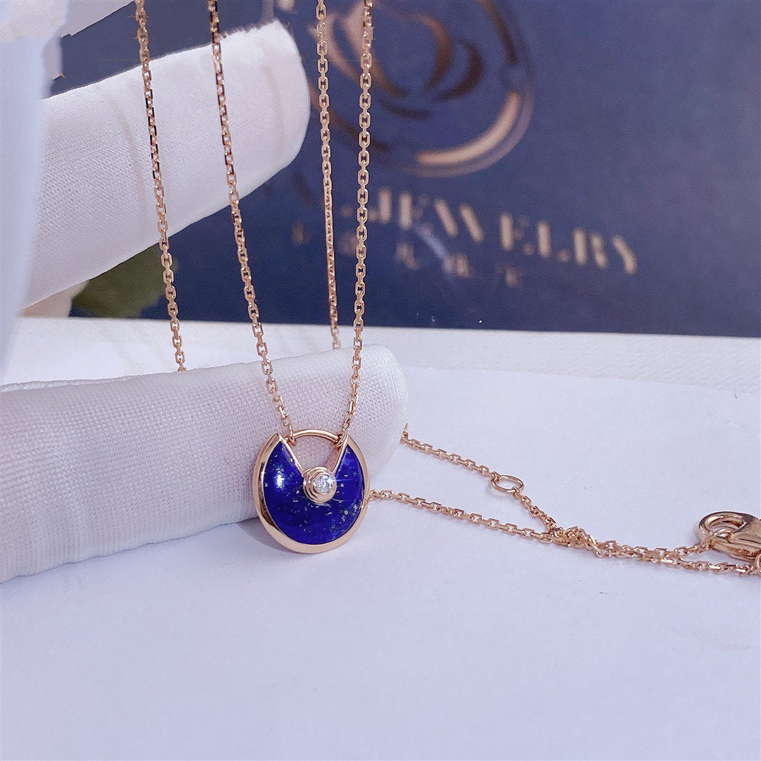 [Vicky]AMULETTE ROSE GOLD AGATE NECKLACE