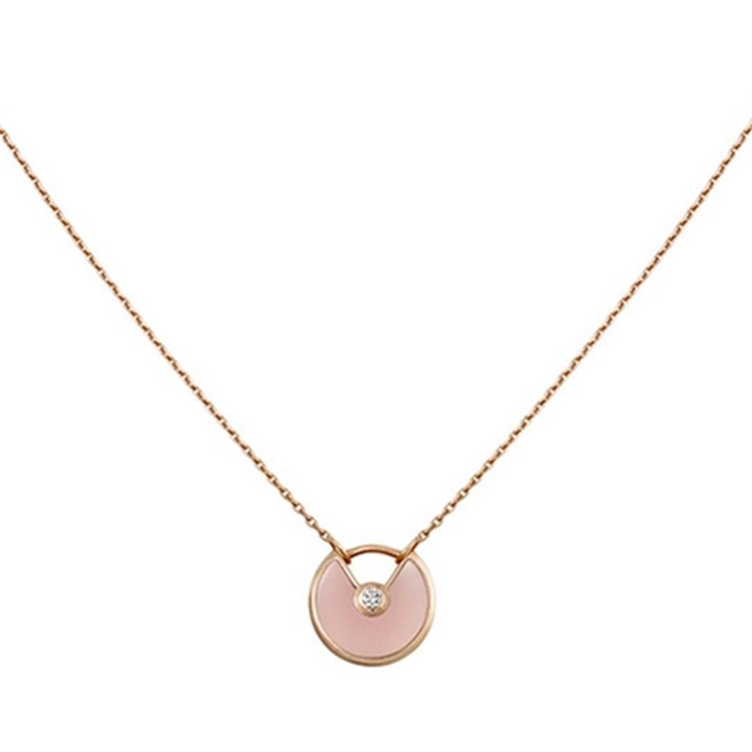 [Vicky]AMULETTE ROSE GOLD PINK MOP NECKLACE
