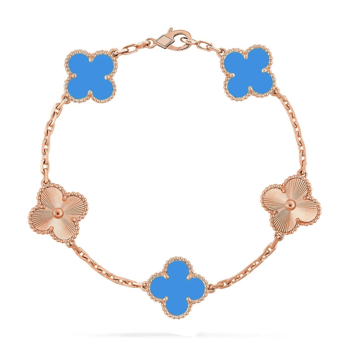 [Vicky] CLOVER 5 MOTIF BLUE AGATE BRACELET COLLECTION