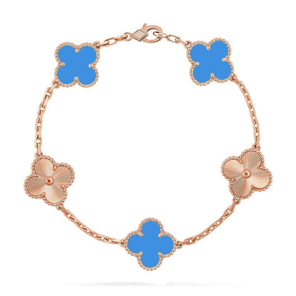 [Vicky] CLOVER 5 MOTIF BLUE AGATE BRACELET COLLECTION