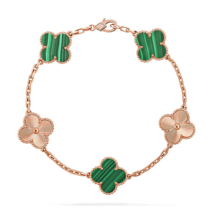 [Vicky] CLOVER 5 MOTIF MALACHITE BRACELET COLLECTION