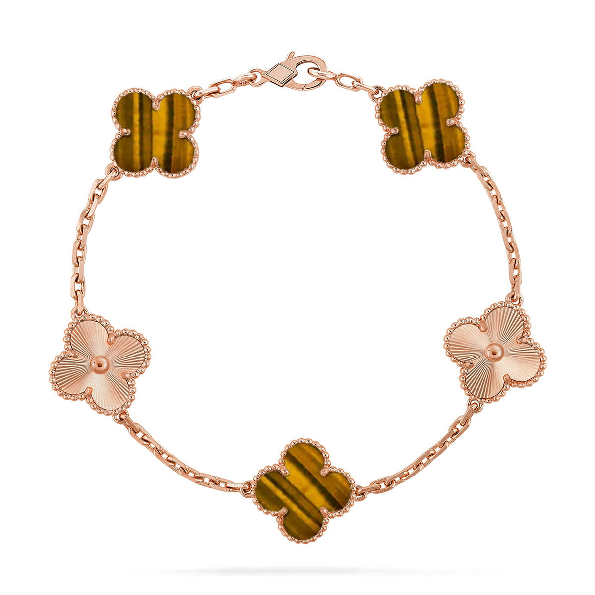 [Vicky] CLOVER 5 MOTIFS TIGER EYE BRACELET COLLECTION