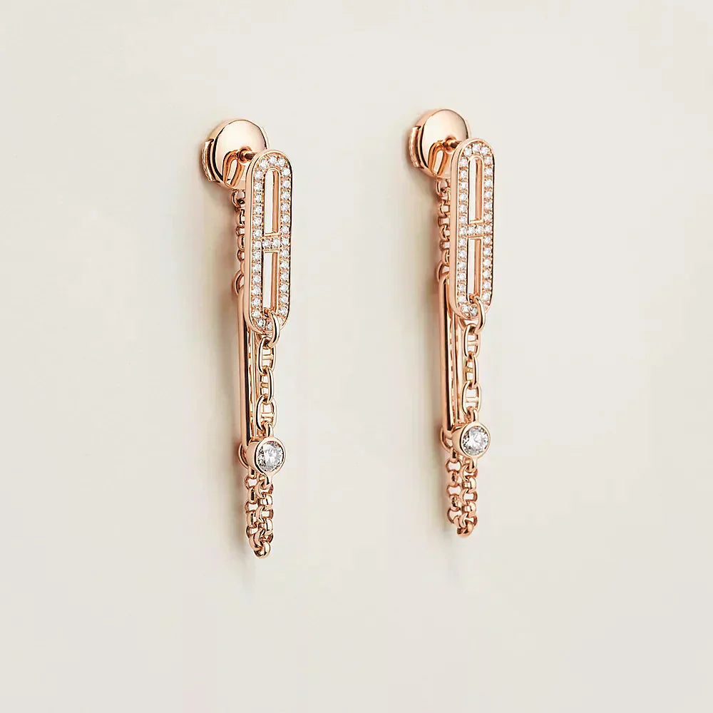[Vicky]CHAINE CHAOS DIAMOND DROP EARRINGS
