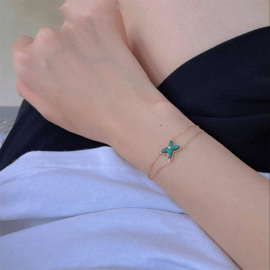 [Vicky]JEUX BRACELET MALACHITE PINK GOLD 1 DIAMOND