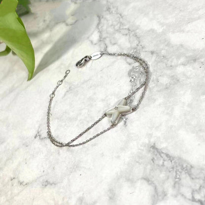 [Vicky]JEUX BRACELET WHITE MOP SILVER 1 DIAMOND
