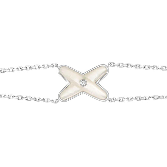 [Vicky]JEUX BRACELET WHITE MOP SILVER 1 DIAMOND