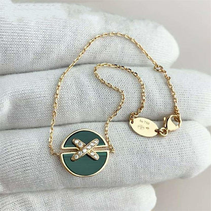 [Vicky]JEUX DE BRACELET MALACHITE PINK GOLD DIAMONDS