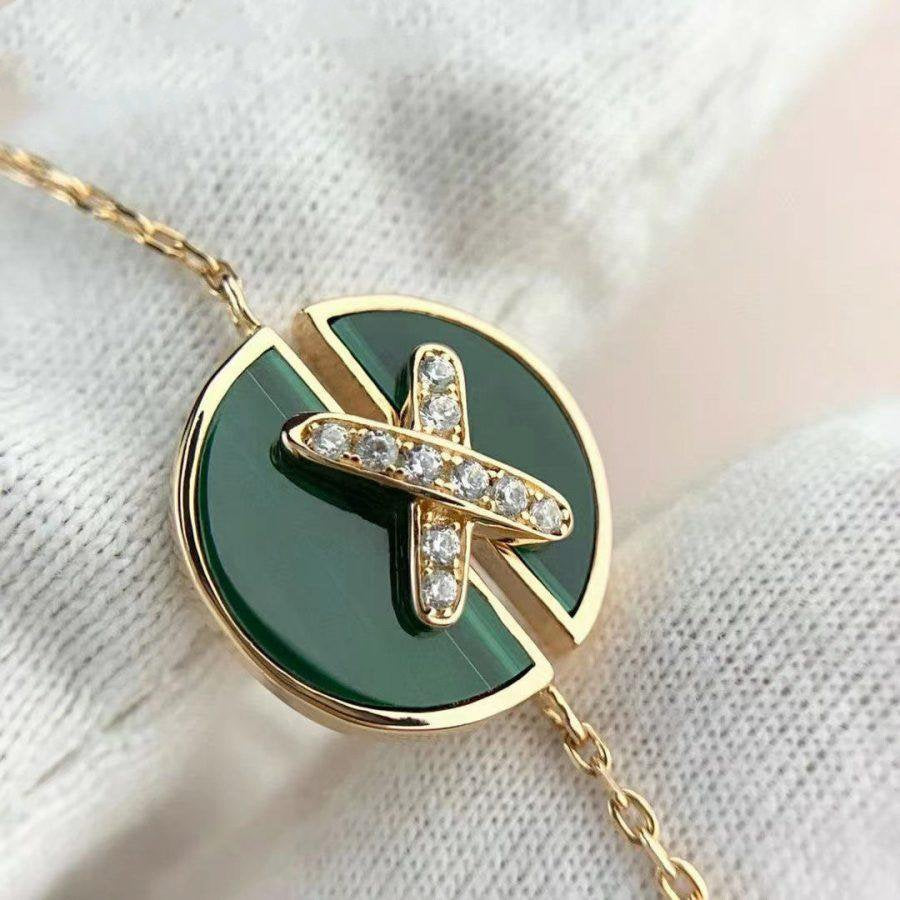 [Vicky]JEUX DE BRACELET MALACHITE PINK GOLD DIAMONDS