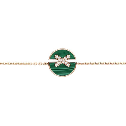 [Vicky]JEUX DE BRACELET MALACHITE PINK GOLD DIAMONDS