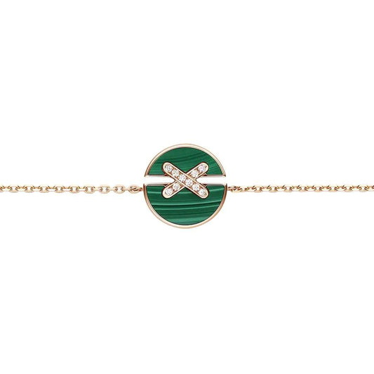 [Vicky]JEUX DE BRACELET MALACHITE PINK GOLD DIAMONDS