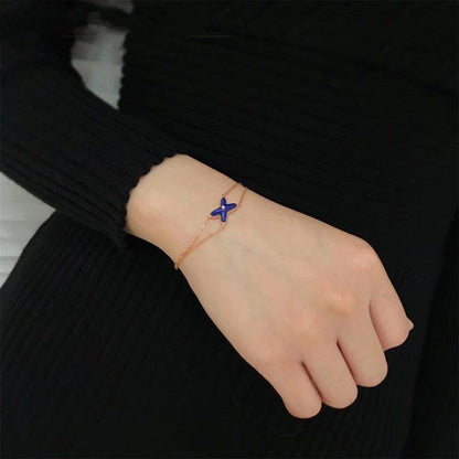 [Vicky]Hollow Design Four-Leaf Clover Flower Shape Bracelet