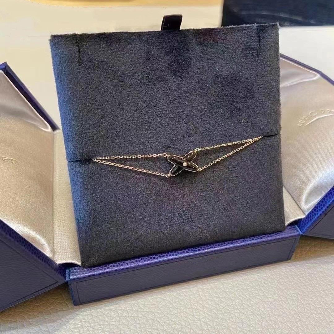 [Vicky]JEUX BRACELET ONYX PINK GOLD 1 DIAMOND