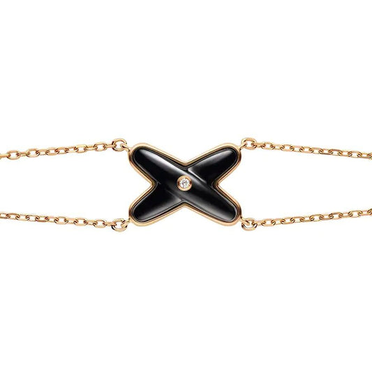 [Vicky]JEUX BRACELET ONYX PINK GOLD 1 DIAMOND