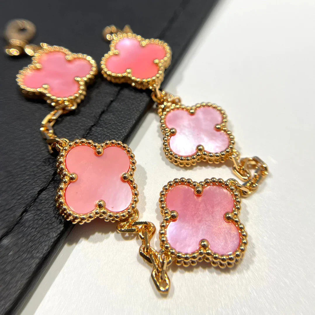[Vicky] CLOVER 5 MOTIFS  PINK MOP BRACELET COLLECTION
