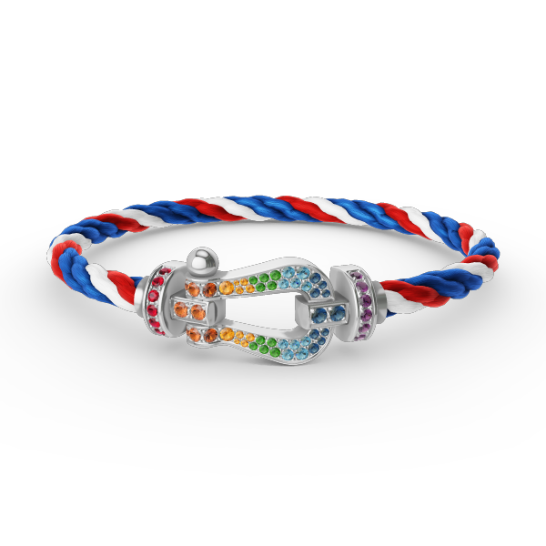 [Vicky]FORC LARGE HORSESHOE  COLORED DIAMOND BRACELET SILVER