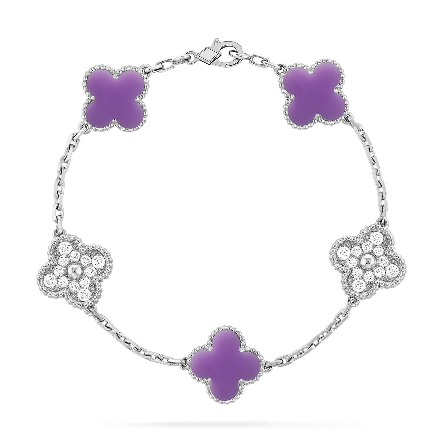 [Vicky]CLOVER 5 MOTIF LIGHT PURPLE BRACELET COLLECTION
