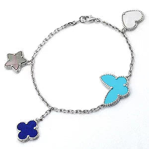 [Vicky]LUCKY SPRING SILVER BRACELET 4 MOTIF