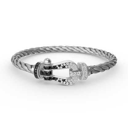 [Vicky]FORCE LARGE HORSESHOE BLACK WHITE DIAMOND BRACELET SILVER