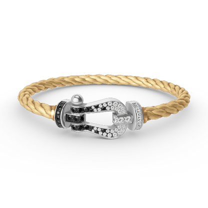 [Vicky]FORCE LARGE HORSESHOE BLACK WHITE DIAMOND BRACELET SILVER