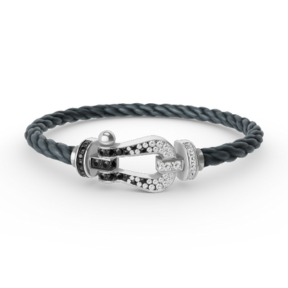 [Vicky]FORCE LARGE HORSESHOE BLACK WHITE DIAMOND BRACELET SILVER