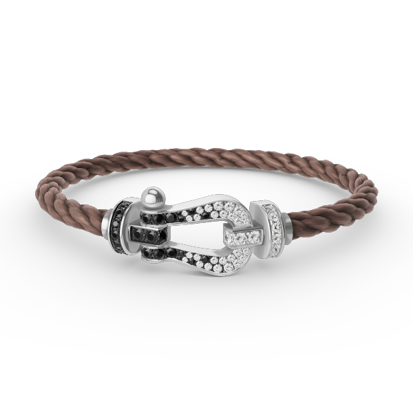 [Vicky]FORCE LARGE HORSESHOE BLACK WHITE DIAMOND BRACELET SILVER