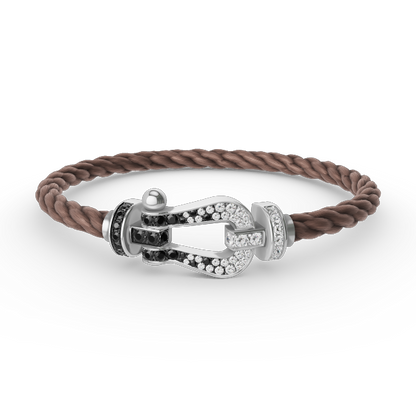 [Vicky]FORCE LARGE HORSESHOE BLACK WHITE DIAMOND BRACELET SILVER