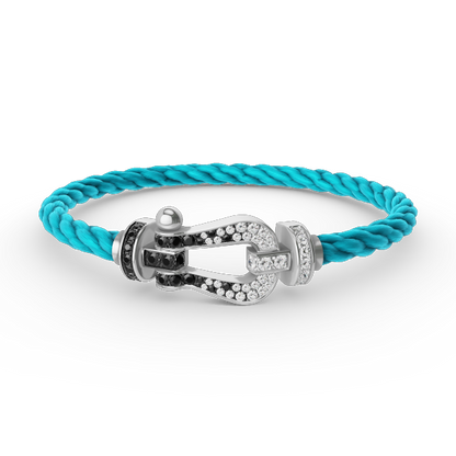 [Vicky]FORCE LARGE HORSESHOE BLACK WHITE DIAMOND BRACELET SILVER